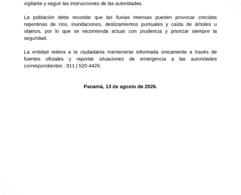 Aviso de prevención lluvias y tormentas significativas 13 de agosto